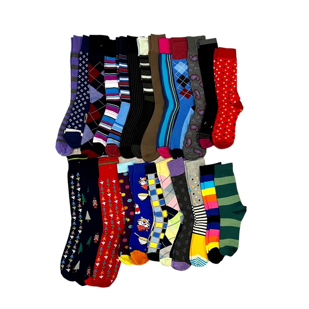 NWOT 25 Pairs Mens size 10-13 Dress Socks/crew/woven/office/calf length